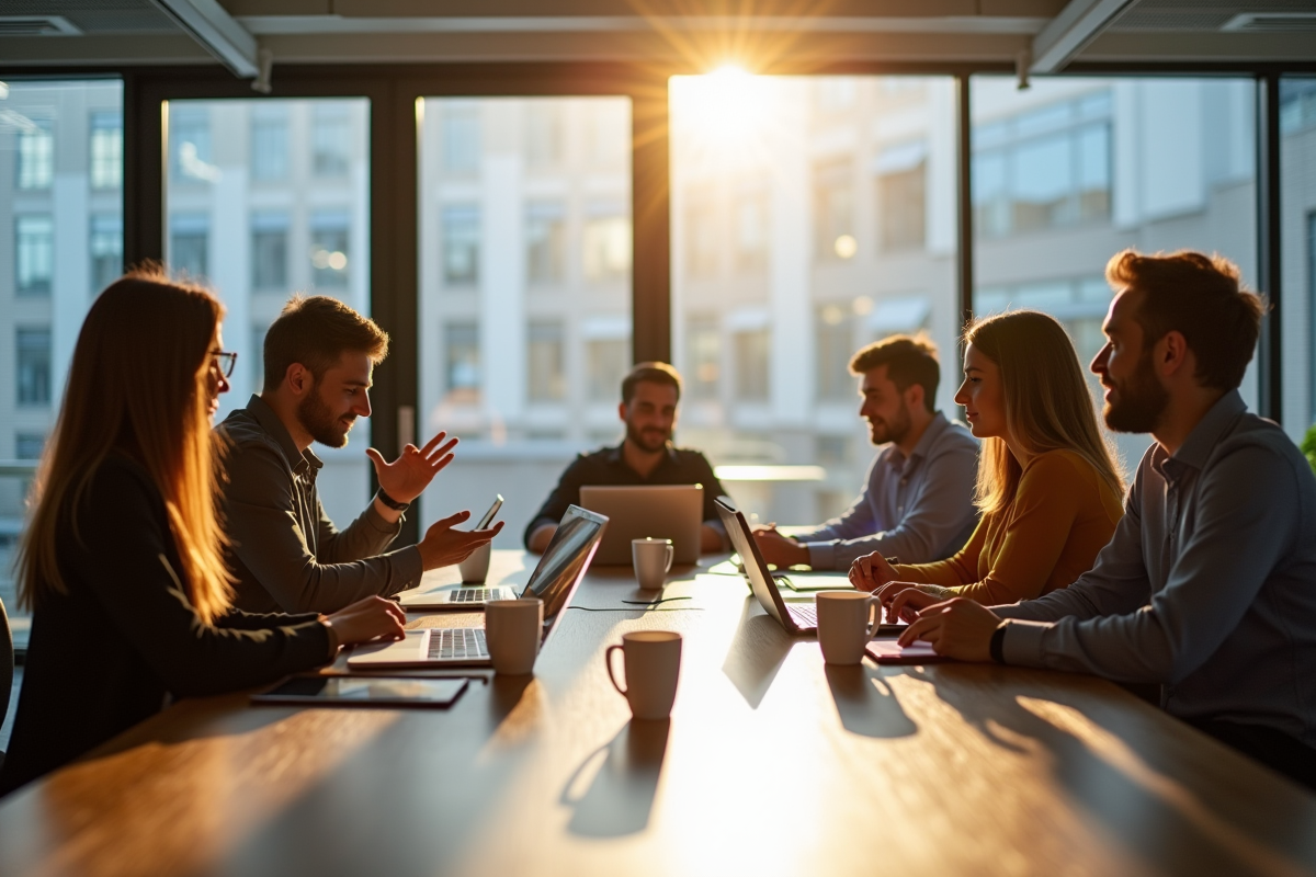 Groupe de collègues collaborant autour d