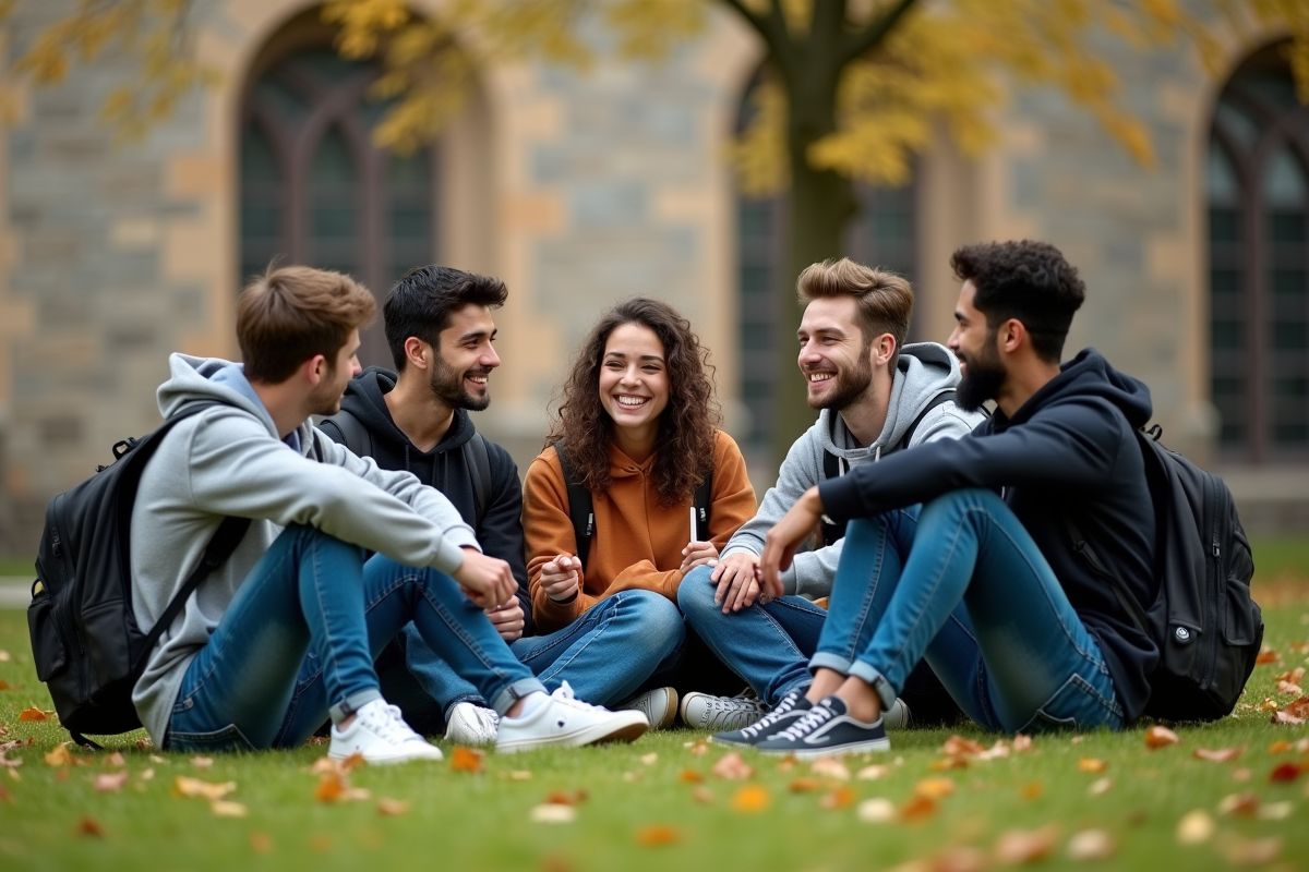 Étudiants discutant sur l