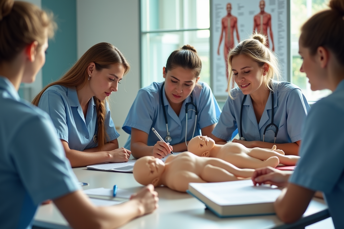 Groupe d etudiants en physiotherapie en classe