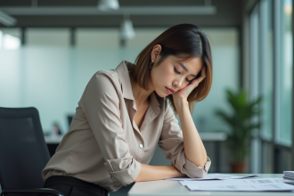 Femme d'affaires fatiguée dans un bureau moderne