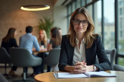 Femme d'affaires en réunion dans un bureau moderne