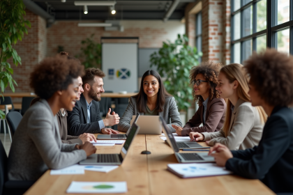 Groupe de jeunes professionnels en réunion de travail