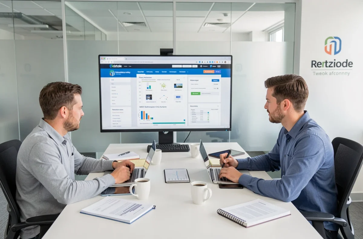 Équipe de l'agence Kimota spécialisée en SEO e-commerce, réunie autour d'une table pour analyser des performances de boutiques en ligne