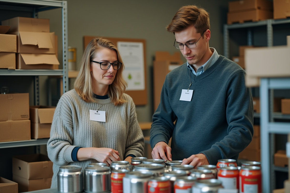 Organisateurs de dons dans un centre communautaire