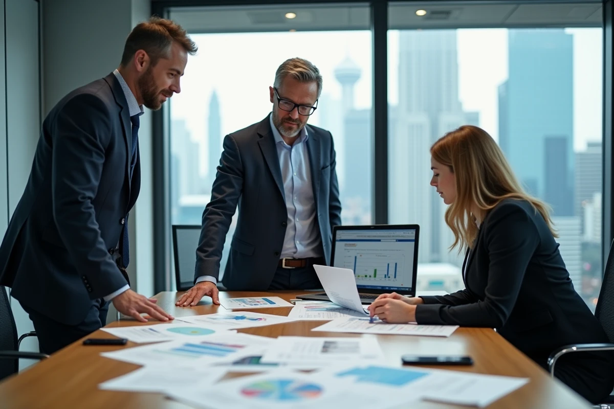 Groupe de collègues discutant autour d
